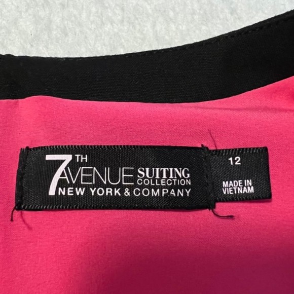 7th Avenue NY & Co. Pink Black Colorblock Short Dress Barbie Core Dress Sz 12 - Picture 8 of 13